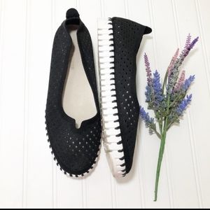 Ilse Jacobsen Black Perforated Flats, Size 41/11